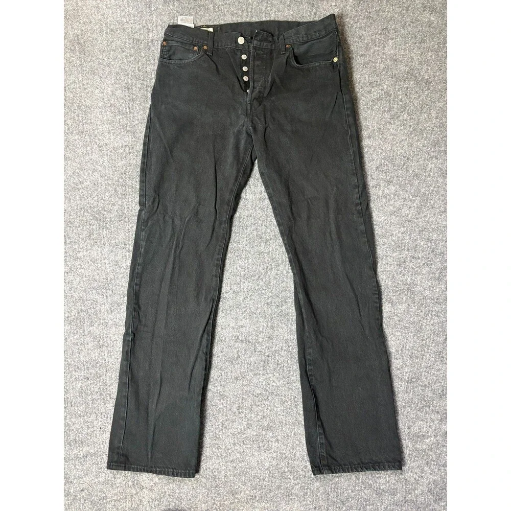 Levis 501 Mens Jeans Premium Black 34 x 34 Denim
